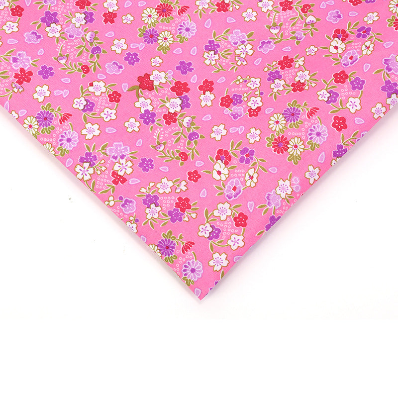 Small Floral Polyester Fabric, Tiny Print Cloth for Bags & Table Linens - Deep Pink