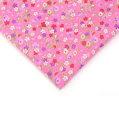 Small Floral Polyester Fabric, Tiny Print Cloth for Bags & Table Linens - Deep Pink