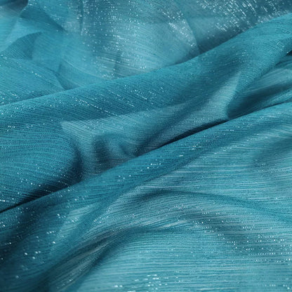 Crinkle Chiffon Fabric with Metallic Shimmer for Hanfu, Dresses & Curtains - Teal