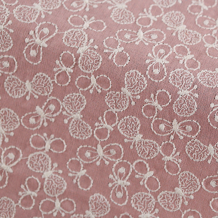 Butterfly Embroidery Linen Cotton Fabric, 49 in Wide