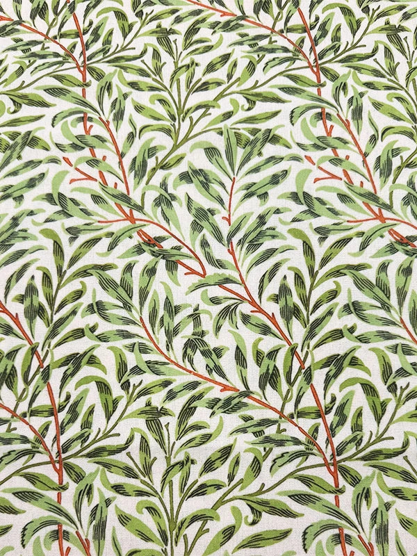 Green Botanical Print Cotton-Linen Fabric, Encrypted Woven Cloth for Decor & Apparel