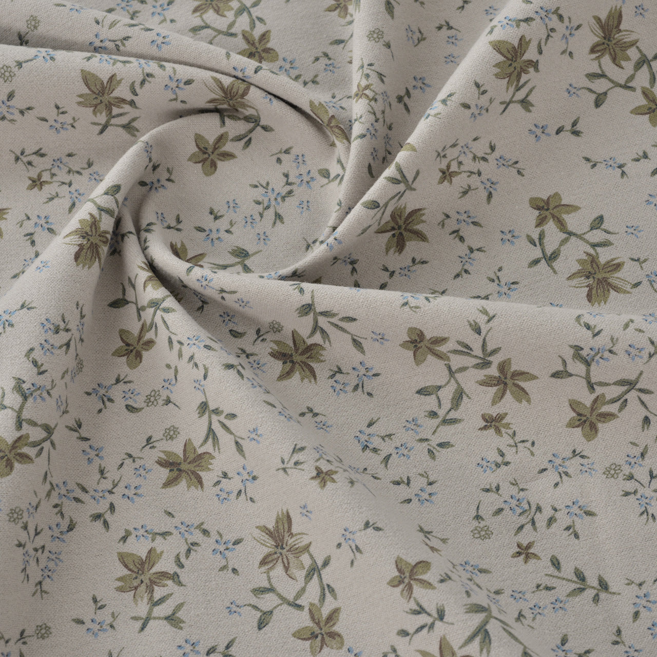 Floral Brushed Cotton Fabric - Dress & Home Decor by the Yard - Brown Five Point Flower