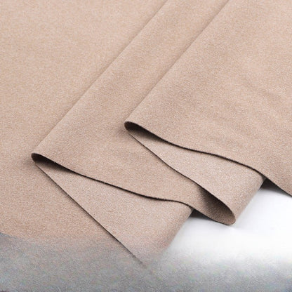 Double-Brushed Stretch Knit Fabric, Warm Cationic Polyester for Thermal Wear - Khaki