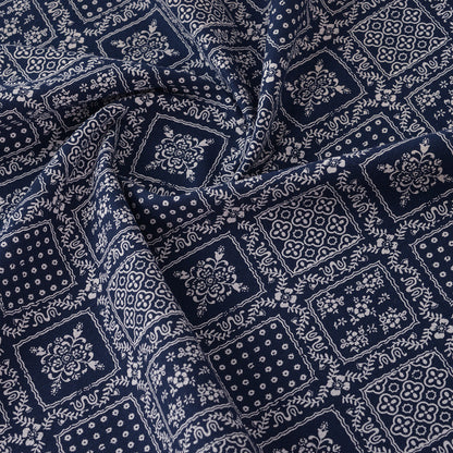 Floral Brushed Cotton Fabric - Dress & Home Decor by the Yard - Navy Blue Floral Pattern