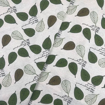Vintage Floral Cotton Linen Fabric for Tablecloths & Sofa Covers - Green Banana Leaf