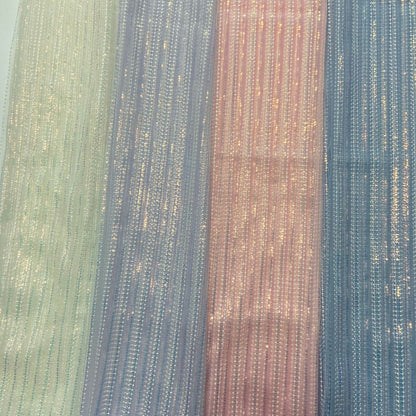 Sequin Mesh Fabric, Iridescent Stripe, 53 in Wide - Blue