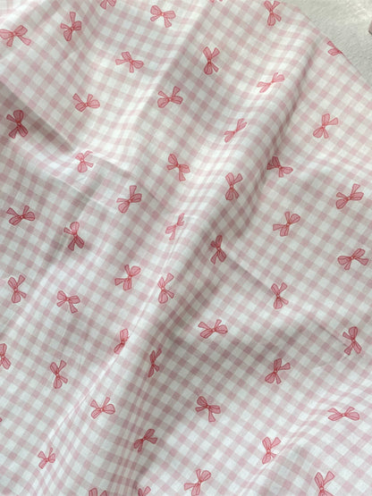 Cotton Gingham Bow Fabric, for Dresses & Sleepwear