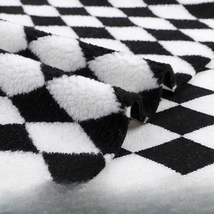 Printed Sherpa Fleece Fabric, Plush Warm Knit for Toys & Outerwear - Black Diamond