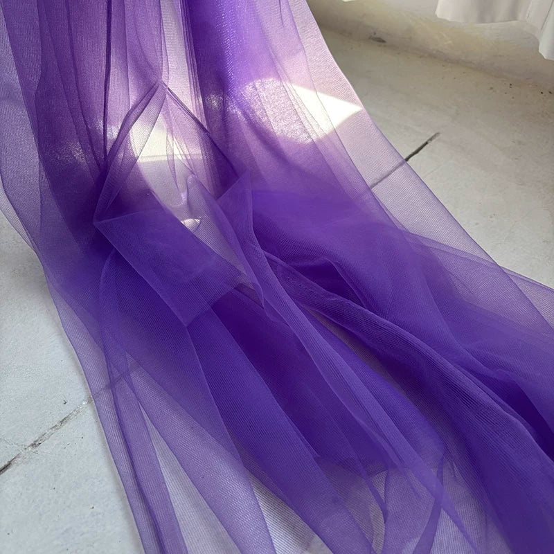 Lightweight Sheer Polyester Tulle Fabric, Soft Netting - Deep Purple