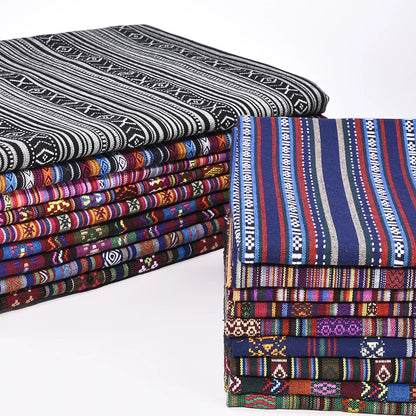 Ethnic Cotton Linen Tablecloth Fabric, Vintage Woven for Home Decor