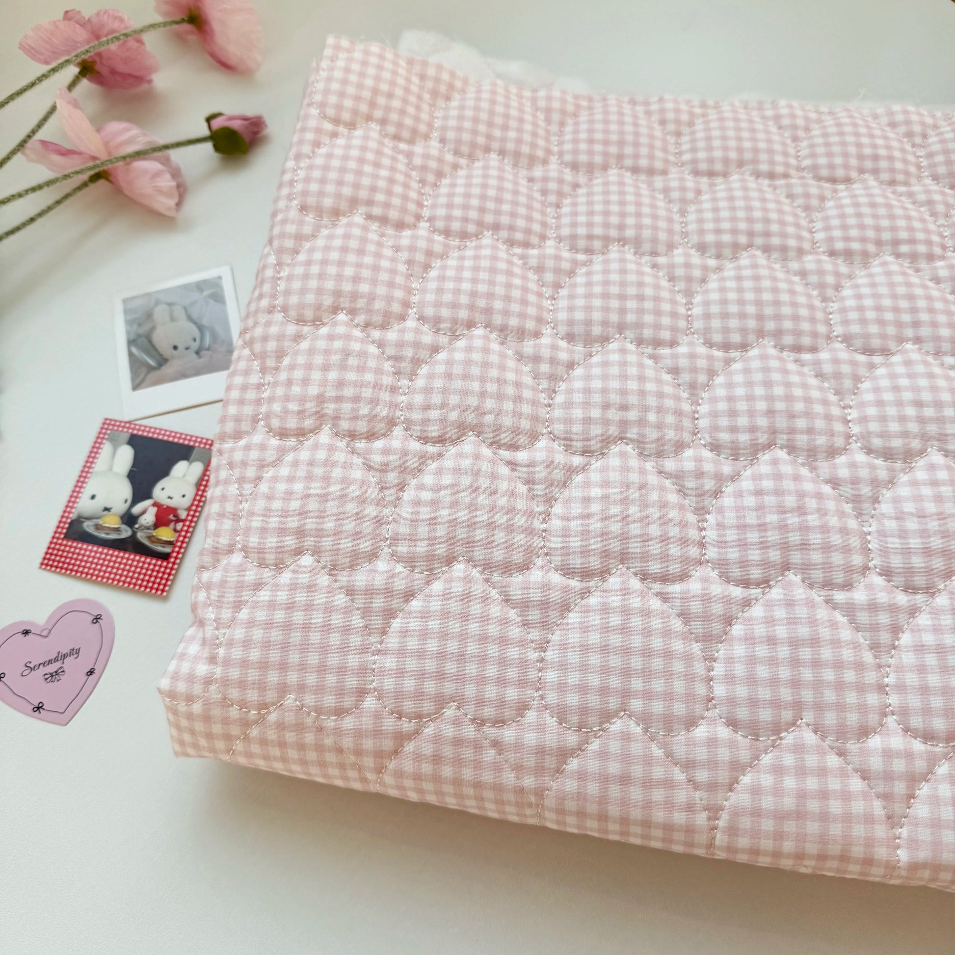 Cotton Quilted Puffer Fabric, Dopamine Colors, for Padded Wear, Bags & Pencil Cases - Pink