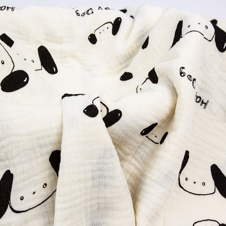 Double Gauze Cotton Muslin, Baby Print Cloth for Bibs & Sleepwear - Long-ear Dog