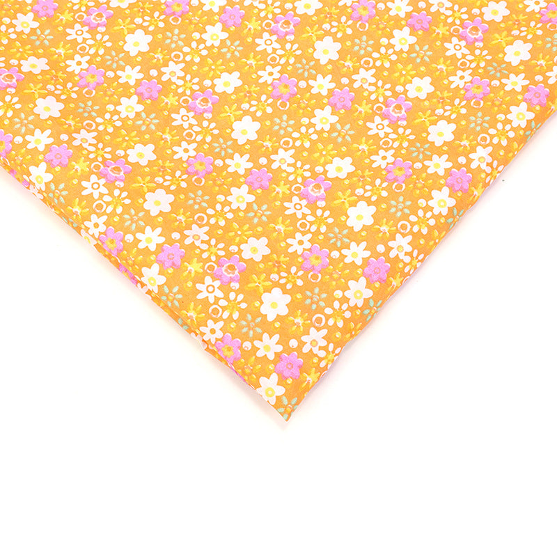 Floral Polyester Fabric, Simple Print Cloth for Shirts & Curtains - Orange