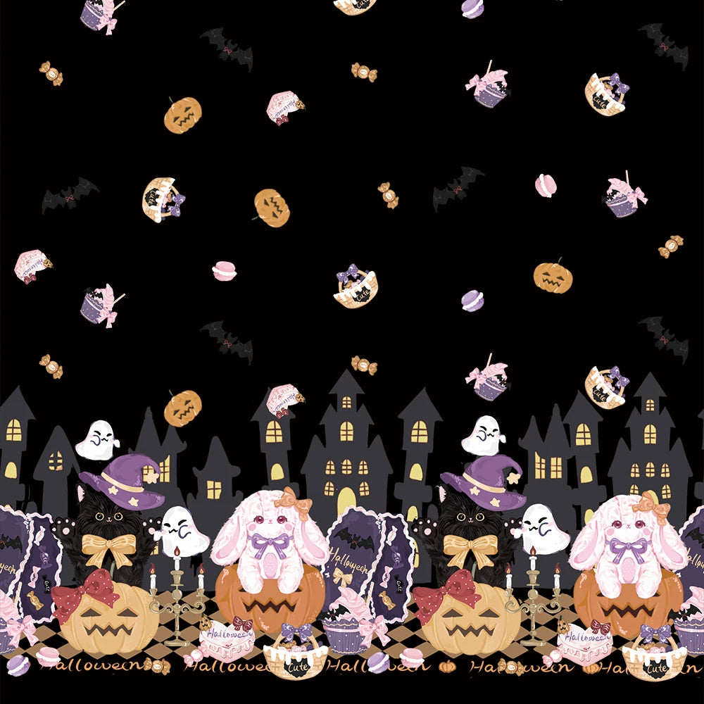 Halloween Lolita Print Fabric, Stretch Polyester for DIY Kids Costumes