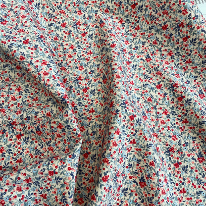 Printed Cotton Corduroy Fabric, for Dresses & Cushions - Corduroy Tiny Floral Beige