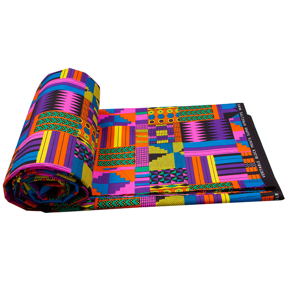 African Wax Print Fabric, Kente Motif Polyester (3 Prints)