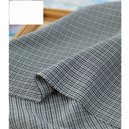 Vintage Houndstooth Stretch TR Suiting Fabric, Wrinkle-Resistant Cloth for Pants & Coats - Black Grey Houndstooth