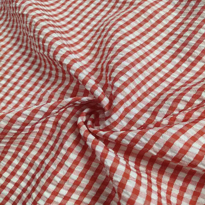 Seersucker Plaid Fabric, Cotton Blend for Shirts, Dresses & Summer Sewing
