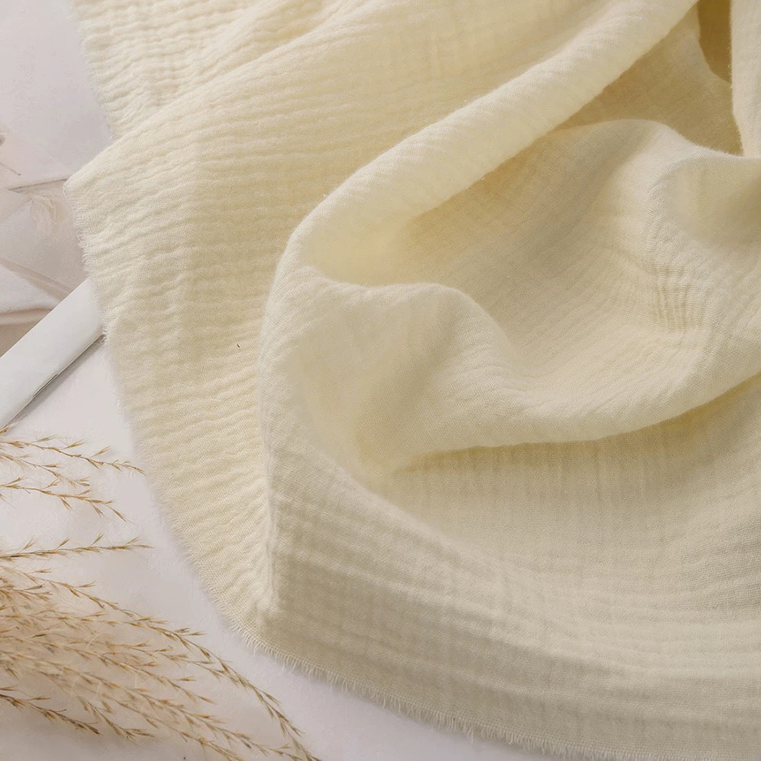 Double Crinkle Gauze Cotton, Solid Cloth for Bibs & Blankets - Beige