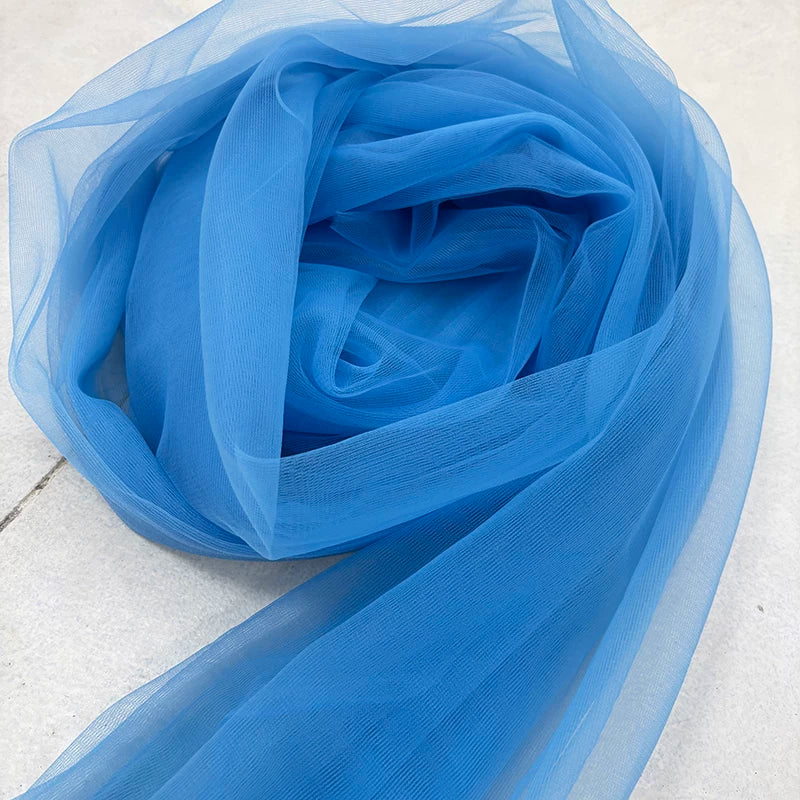 Lightweight Sheer Polyester Tulle Fabric, Soft Netting - Sea Blue