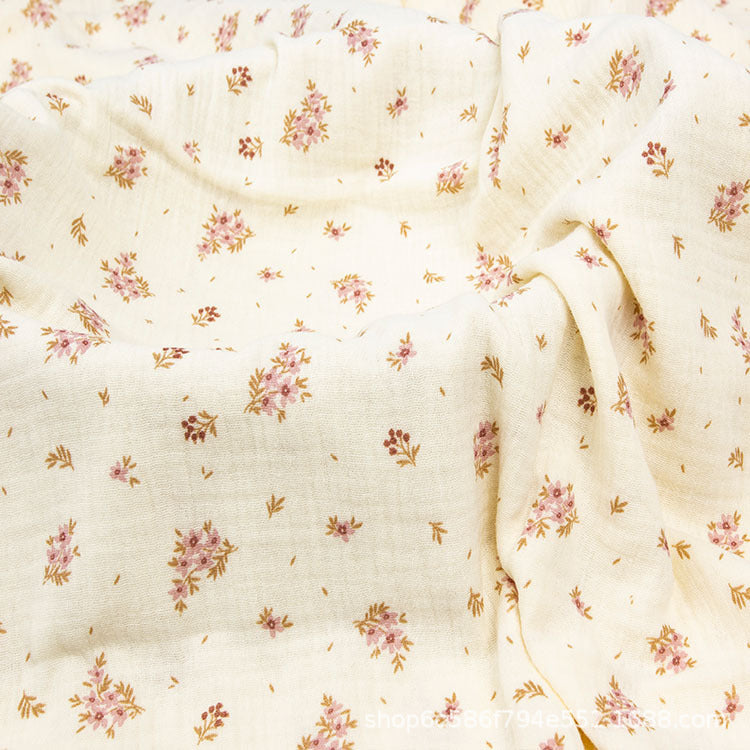 Double Gauze Cotton Fabric - Crinkle Texture Apparel & Craft by the Yard - Floral