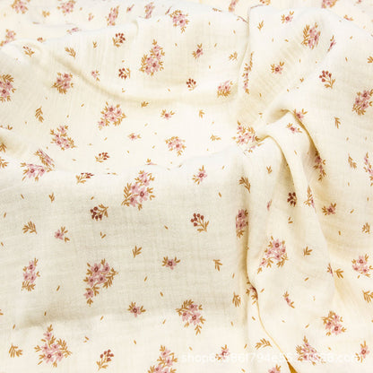 Double Gauze Cotton Fabric - Crinkle Texture Apparel & Craft by the Yard - Floral