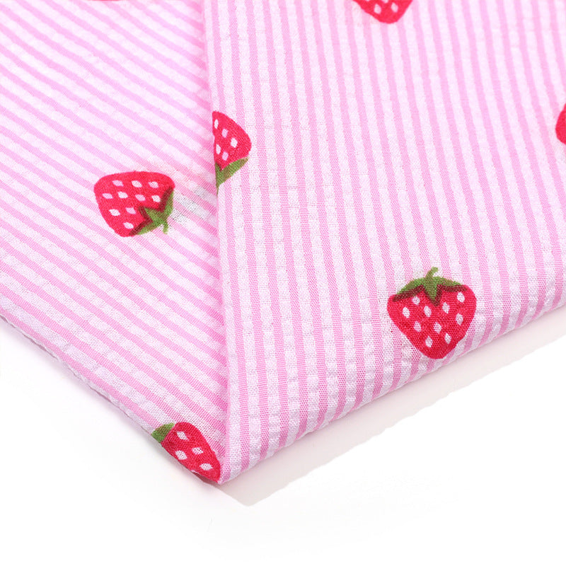 Strawberry Seersucker Fabric By The Yard | 3 Colors, 57" Wide for Children's Wear & Summer Dresses - Pink