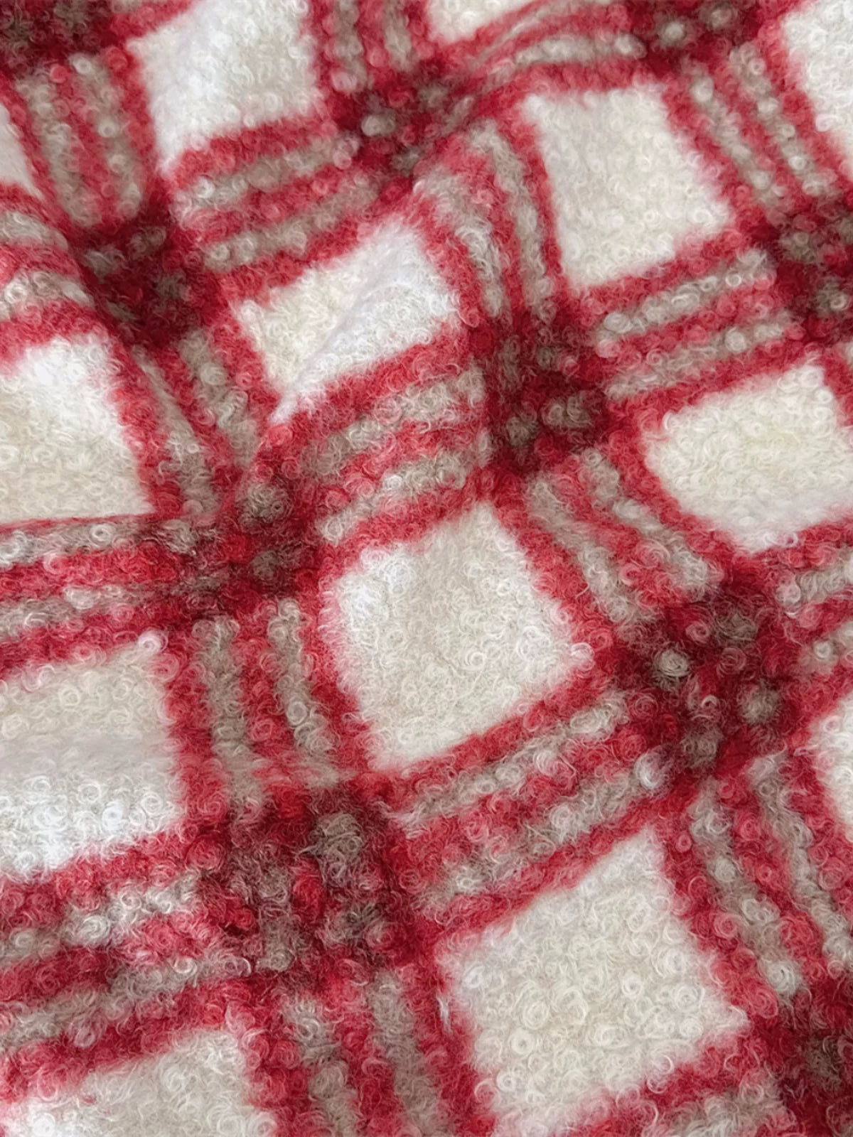 Plush Lamb Fleece Check Fabric, for Blankets & Throws