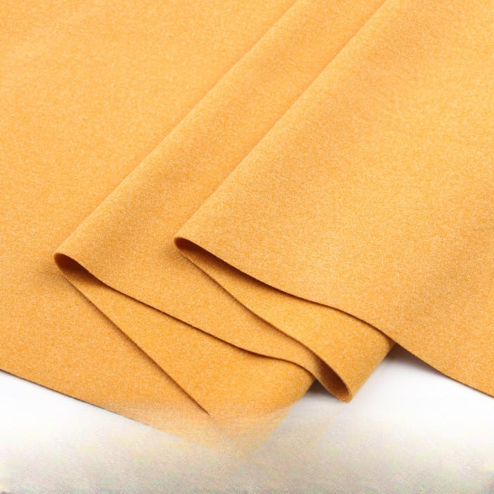 Double-Brushed Stretch Knit Fabric, Warm Cationic Polyester for Thermal Wear - Yellow