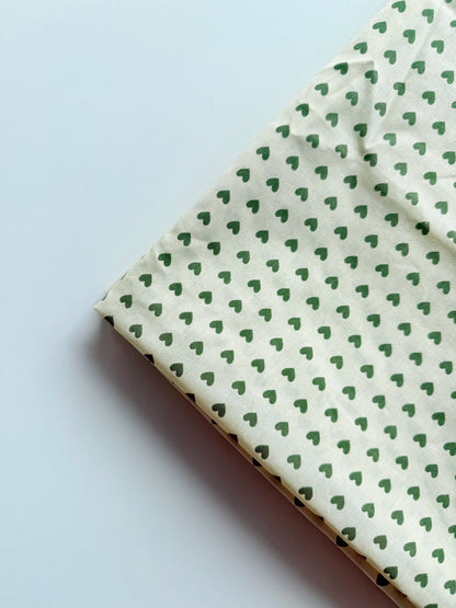 Cotton Jacquard Print Fabric, Green Botanical, for Dresses, Blouses & Scrunchies - Green Heart
