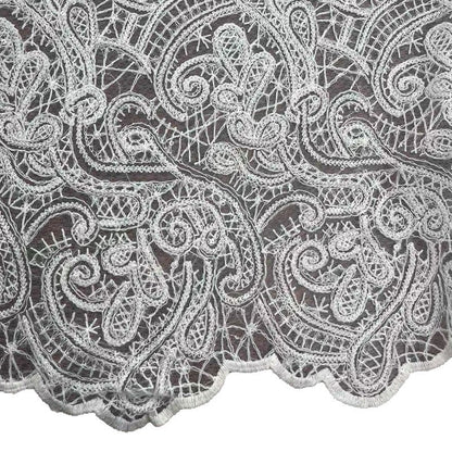 Cotton-Thread Embroidered Mesh Fabric, 100 g/m², 135 cm Wide, for Wedding, Formal Wear & Craft