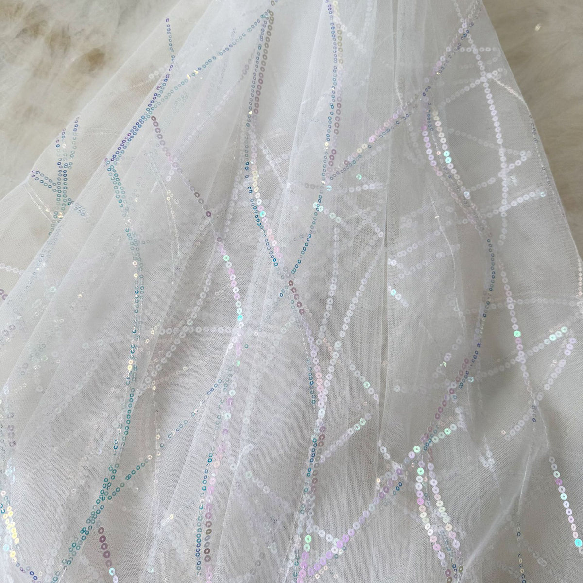 Sequin Embroidery Mesh, Abstract Line, 51 in Wide