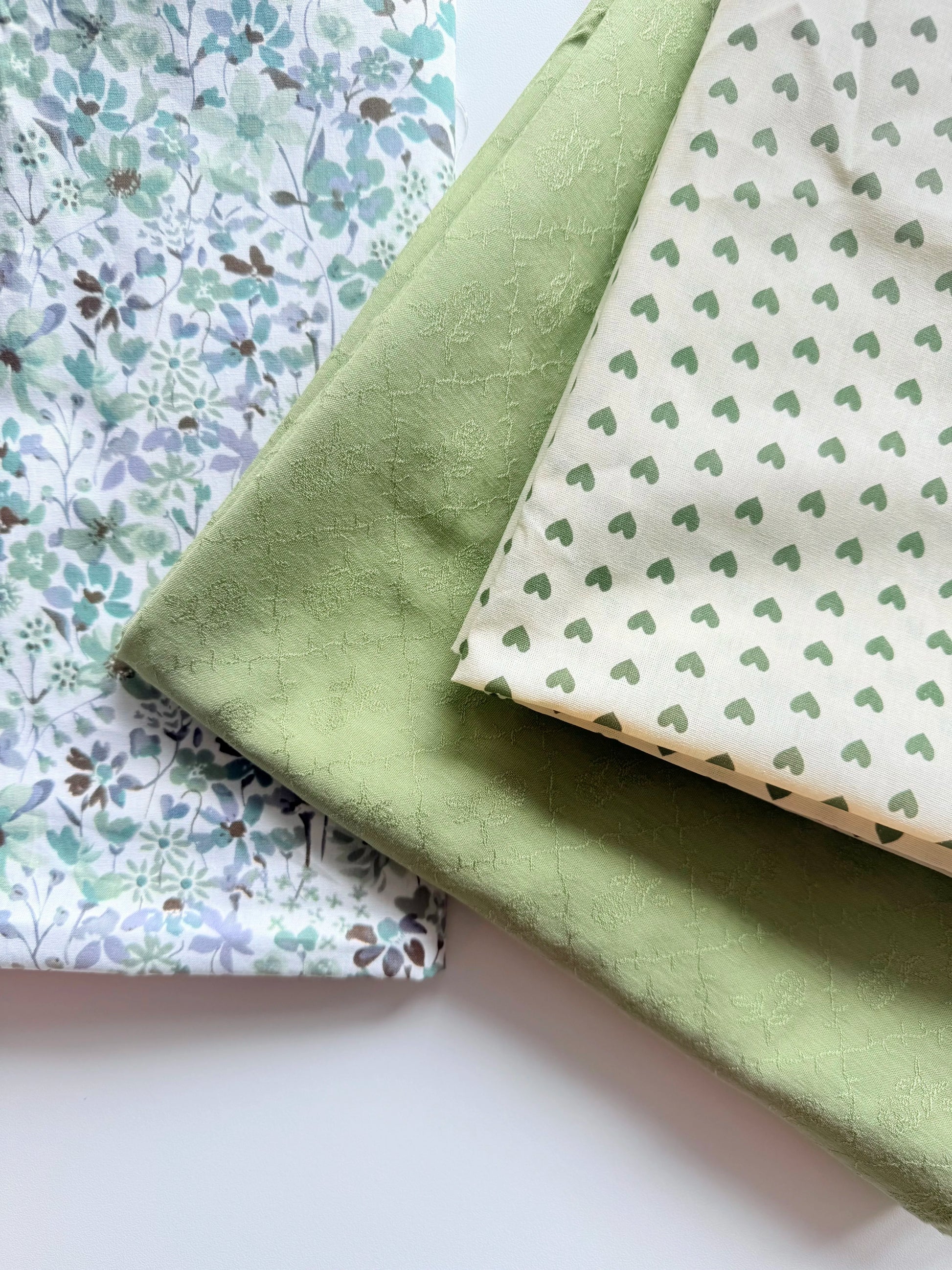 Cotton Jacquard Print Fabric, Green Botanical, for Dresses, Blouses & Scrunchies