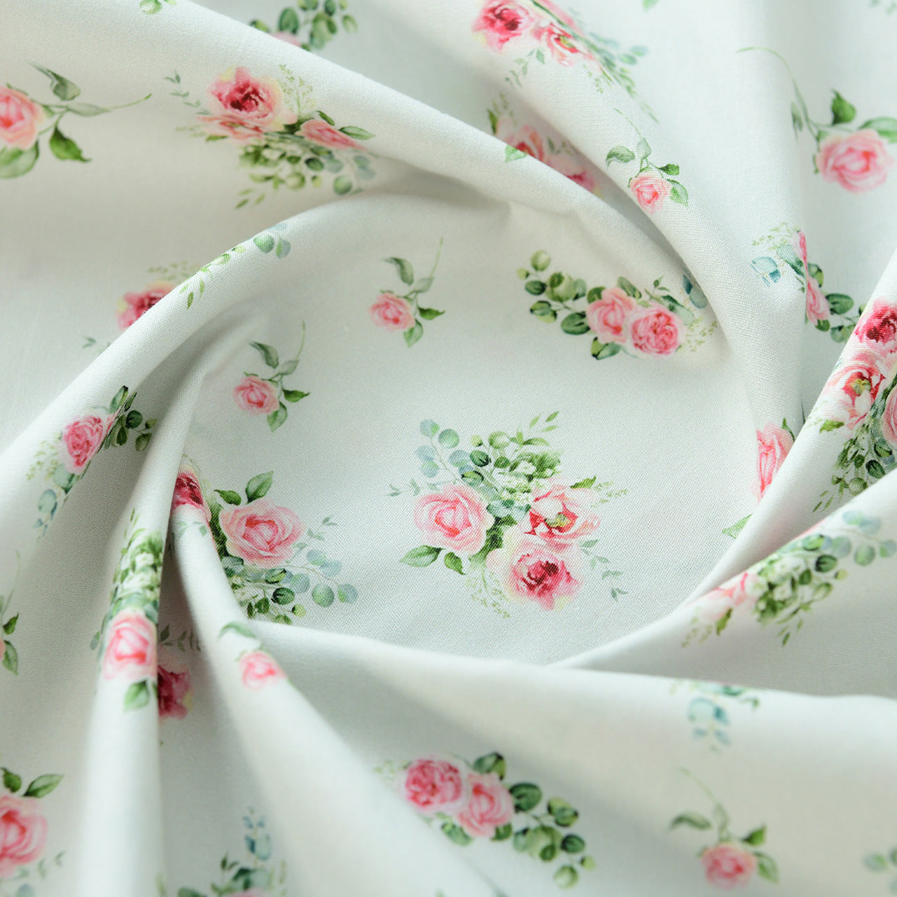 Floral Poplin Cotton Fabric - Shirt & Dress by the Yard - Dawn Light Crimson