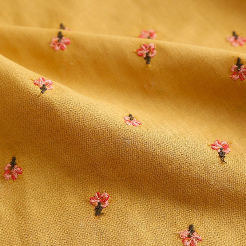 Ramie Flower Embroidery Fabric, 49 in Wide