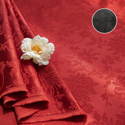 Cotton-Poly Jacquard Fabric, Peony Satin Hanfu & Qipao Cloth