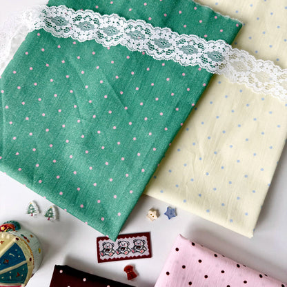 Cotton Fabric, Two-Tone Polka Dot, for Dollwear, Scrunchies & Light Tops