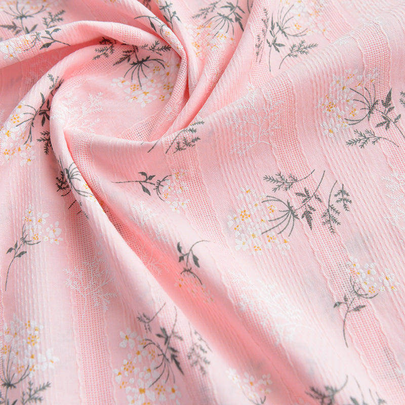 Floral Cotton Jacquard Fabric - Dress & Shirt by the Yard - Pink Base