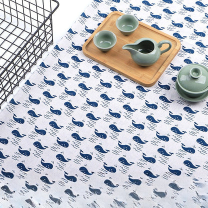 Japanese Wave Cotton-Linen Print Fabric, Woven Home & Apparel Cloth - Little Whale