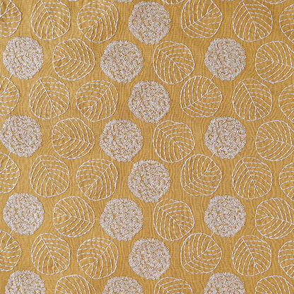 Ramie Cotton Leaf Embroidery Fabric, 47 in Wide - Yellow Leaf