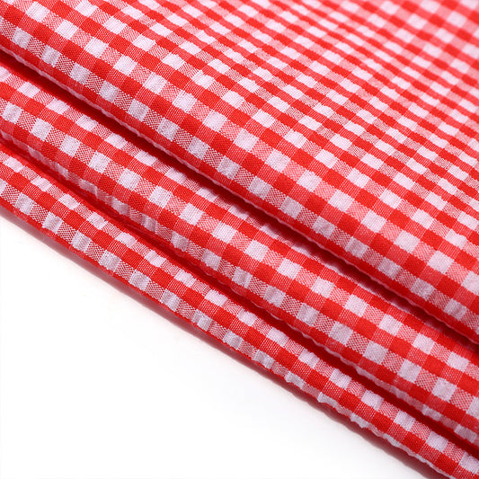 Check Seersucker Fabric By The Yard | 3 Colors, 59" Wide for Shirts & Dresses