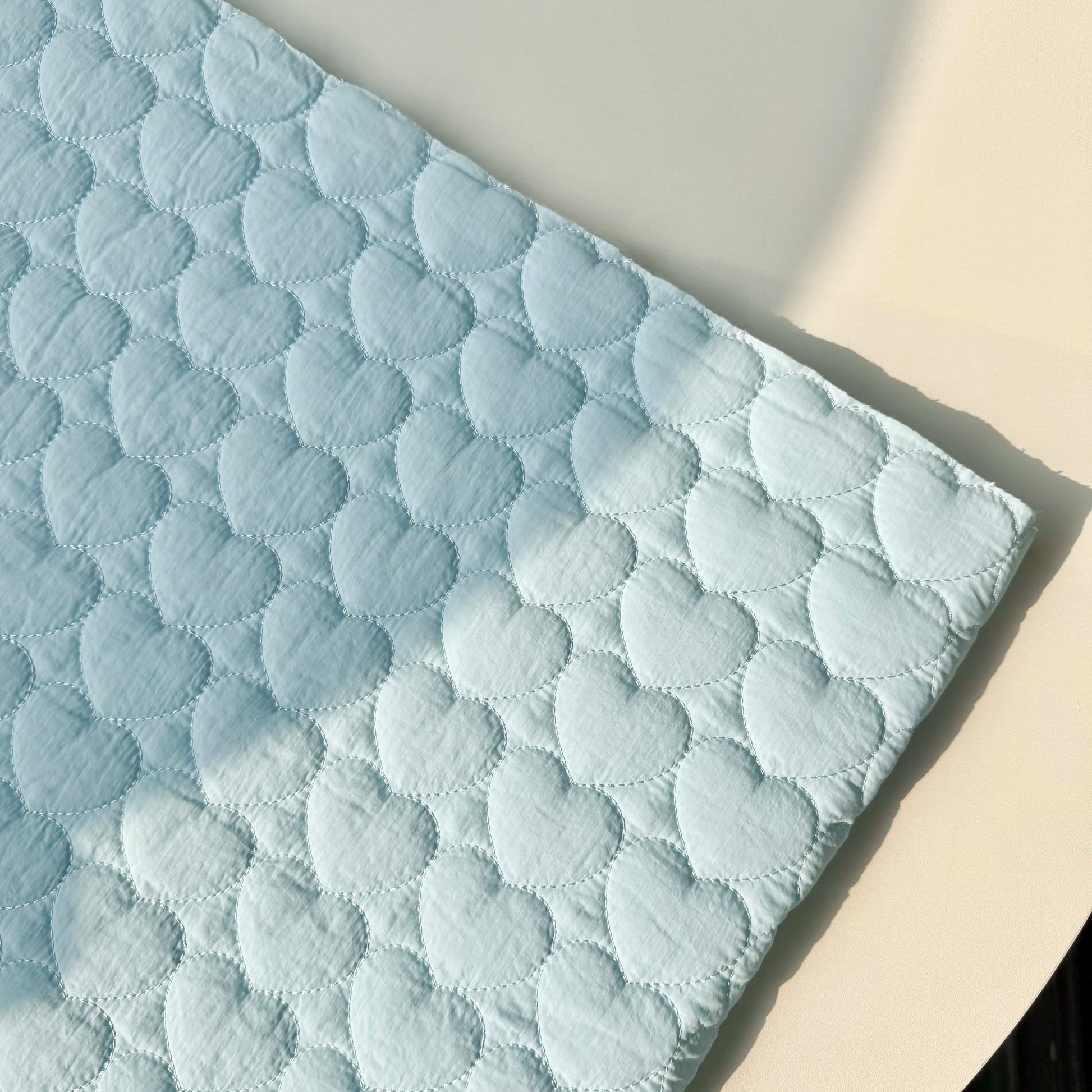 Nylon Quilted Puffer Fabric, Candy Hearts, for Coats, Bags & Cushions - Blue