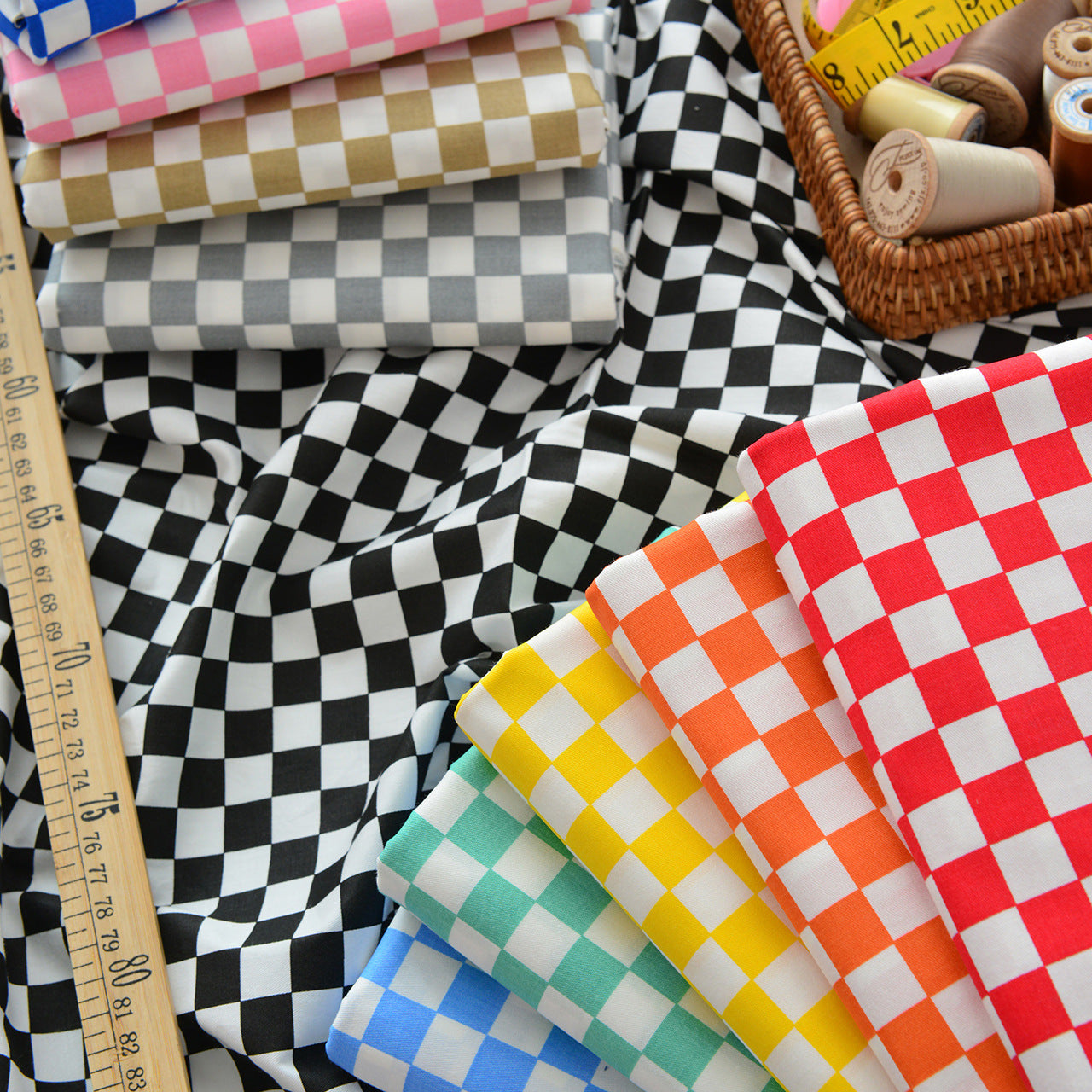 Plaid Cotton Fabric, Gingham Check Cloth for DIY & Bedding