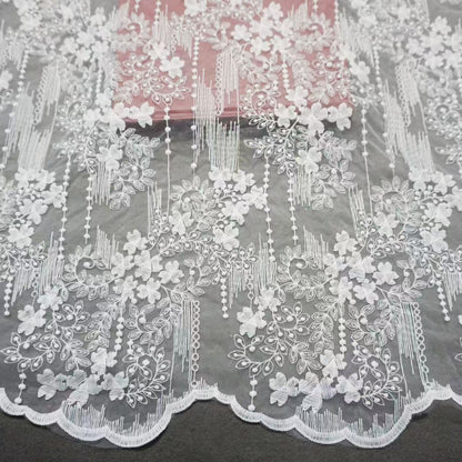 Embroidered Milk Silk Mesh Fabric for Girls' Dresses & Bridal