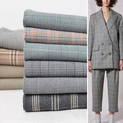 Vintage Houndstooth Stretch TR Suiting Fabric, Wrinkle-Resistant Cloth for Pants & Coats