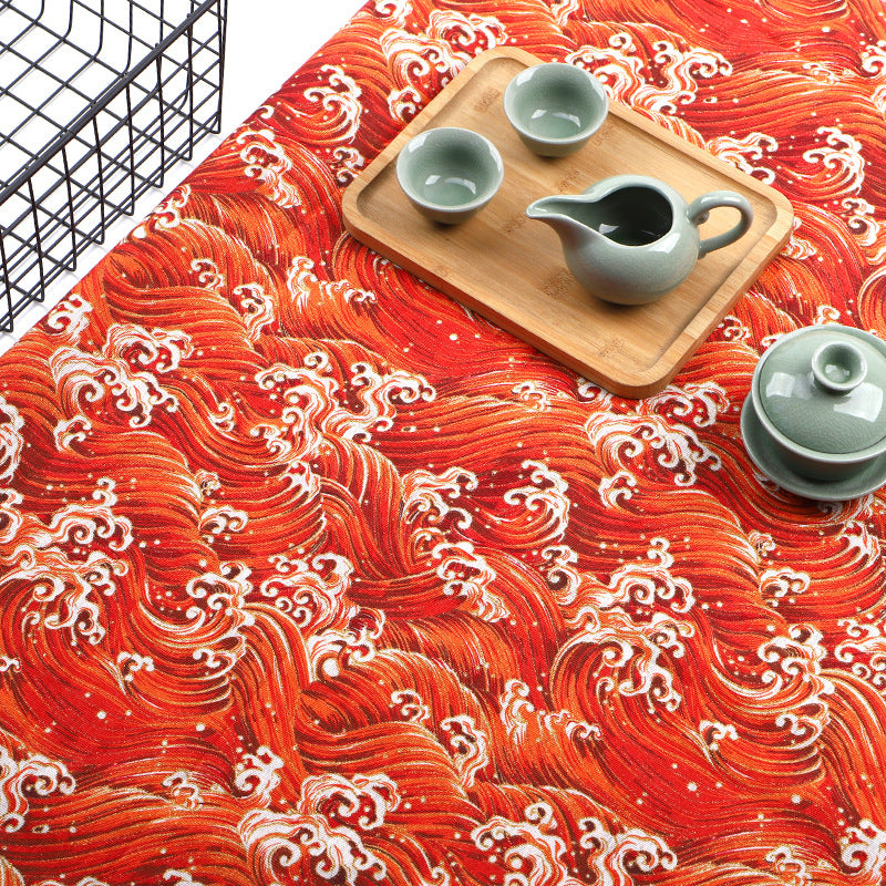 Japanese Wave Cotton-Linen Print Fabric, Woven Home & Apparel Cloth