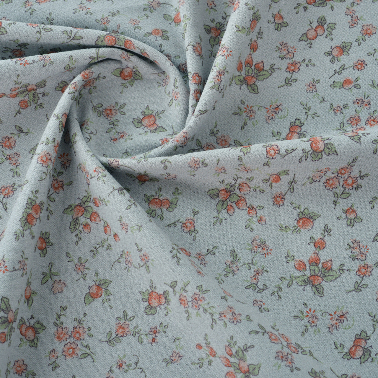Floral Brushed Cotton Fabric - Dress & Home Decor by the Yard - Cyan Strawberry Garden
