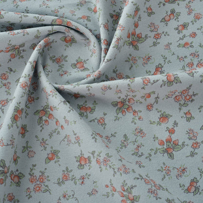 Floral Brushed Cotton Fabric - Dress & Home Decor by the Yard - Cyan Strawberry Garden
