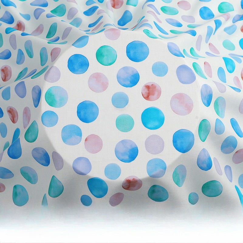 Rayon Polka Dot Fabric, Soft Challis Cloth for Dresses & Sleepwear - Green Dots