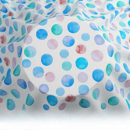 Rayon Polka Dot Fabric, Soft Challis Cloth for Dresses & Sleepwear - Green Dots